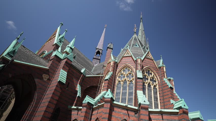  VIew of Oscar Fredriks church, built in 2 of April 1893 by Bishop Edvard Herman Rohde, Church, view of Oscar Fredrik church and beautiful city in the background, 