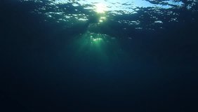 Underwater ocean background and sun