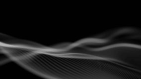 Digital wave blurred smooth motion overlay on black background. smoke glow particle curve wavy moving video.