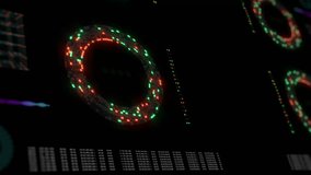 Hud - graphical user interface, tech circles motion graphic in style of green, neon blue and orange on dark background with other hi-tech elements. Technology and futuristic concept. - Powered by Shutterstock - Get 15% off with code: PIKWIZARD15