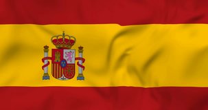 Waving flag of Spain. 3d seamless animation in 4k resolution video.