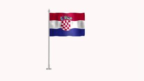 Flag of Croatia, Pole flag of Croatia on white screen, Croatia 3D Animation flag waving in the wind isolated on white Background. - Powered by Shutterstock - Get 15% off with code: PIKWIZARD15