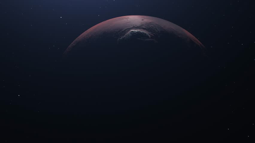 Planet Mars Zoom Out. Mars planet globe view. Mars Globe Among the Stars.