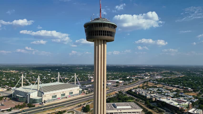 Recognisable Towers of Americas structure on the San Antonio skyline