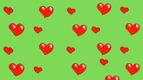 The red heart and faded into the air,  Isolated green background.  Background for love and relationship. 