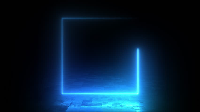 Glowing neon blue square animation on black background. Seamless loop Royalty-Free Stock Footage #3435592175