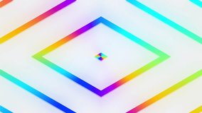 abstract rainbow diamond motion design white corporate background seamless looping animation