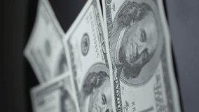 Vertical video of USA money - dollars