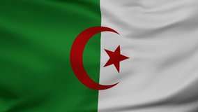 Algeria wavy flag swaying in the wind, looped endless cycled video, full screen covers flag background