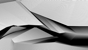 Abstract geometric dynamic line motion graphic on a white and black background for the concept of AI technology