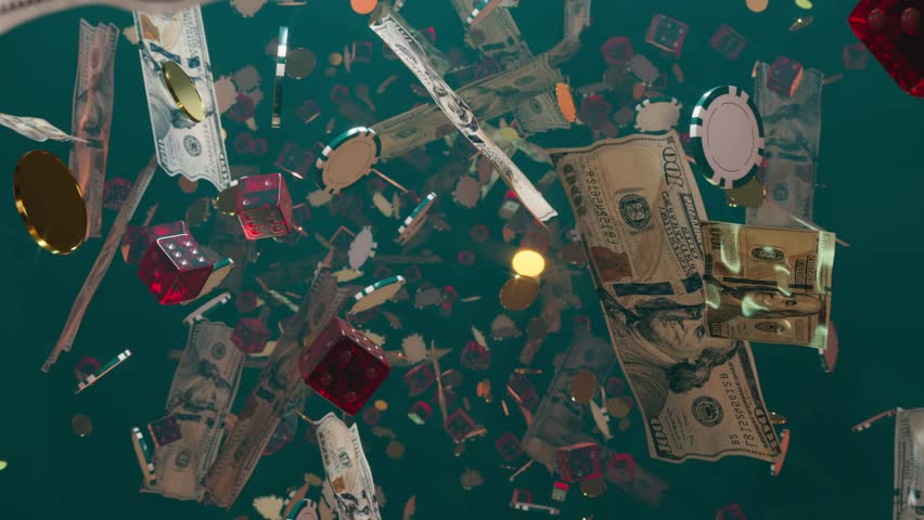 A bunch of casino objects flying through.