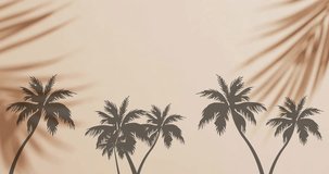 Animation of silhouettes of palm trees on beige background. Abstraction and nature, digitally generated video.