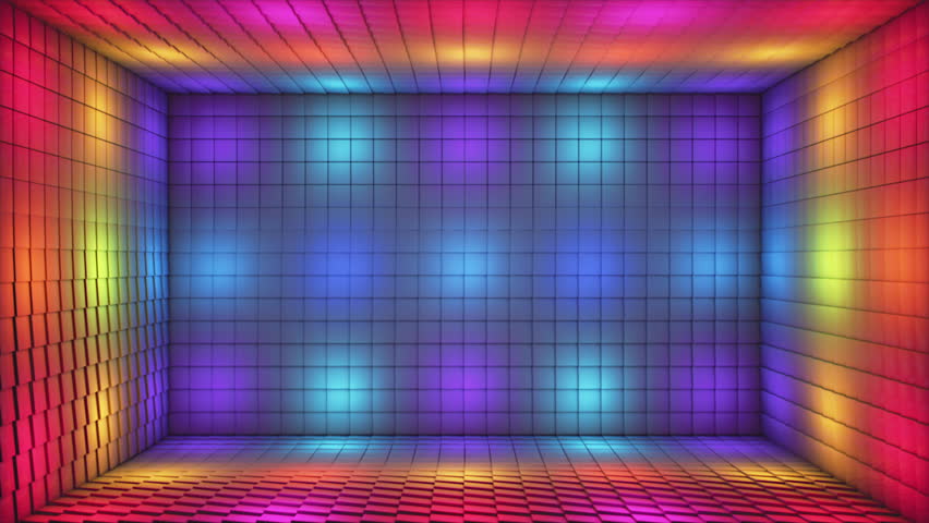 Broadcast Pulsating Hi-Tech Blinking Illuminated Cubes Room Stage, Multi Color, Events, 3D, Loopable, 4K Royalty-Free Stock Footage #3435872411