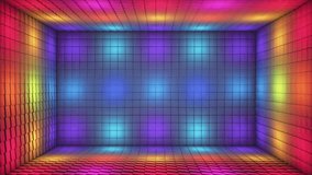 Broadcast Pulsating Hi-Tech Blinking Illuminated Cubes Room Stage, Multi Color, Events, 3D, Loopable, 4K