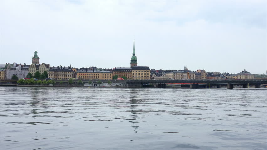 View of Stockholm Old Town City. 4K Ultra HD 