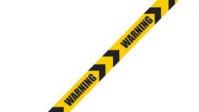 Warning tape 2d animatin motion graphic. alpha channel