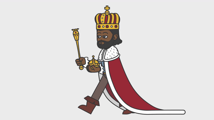 2d animation of walking black male monarch holding a scepter and an orb. Looped 4K video with alpha-channel. Royalty-Free Stock Footage #3435986085