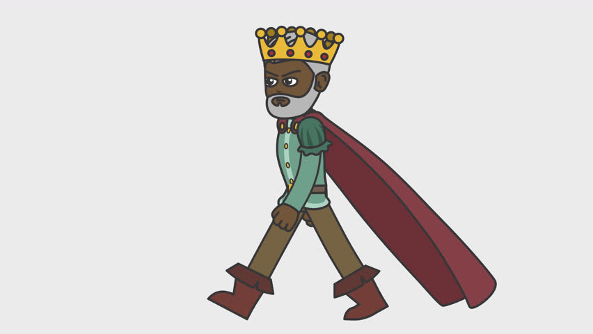 2d animation of walking black male king. Looped 4K video with alpha-channel. Royalty-Free Stock Footage #3435986707