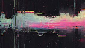 Glitch inspired magenta pink and cyan color streaks cutting across a dark textured surface with noise grain and scanline artifacts forming a futuristic cyberpunk grunge background animated texture - Powered by Shutterstock - Get 15% off with code: PIKWIZARD15
