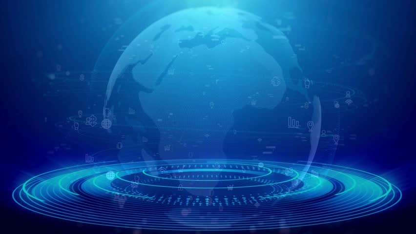 Digitalization Concept Global Technology. 3d Earth Digital Connected Network Background. Spinning Futuristic Earth Globe Looping Animation. 3d animation social future technology abstract background. Royalty-Free Stock Footage #3436233191