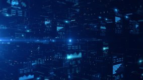 HUD infographic technology data analysis, Technology digital cyberspace, and Digital data network, Features background representing connectivity and high speed data transfer, Seamless Loop, 4K - Powered by Shutterstock - Get 15% off with code: PIKWIZARD15