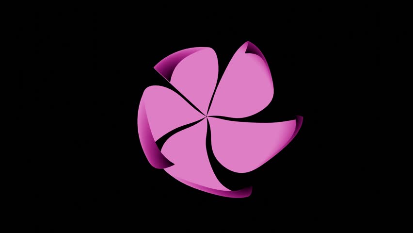 3D animation of pink flower on black background. Close-up, flat lay. Symbol spa lotus shimmers. In Out loop Royalty-Free Stock Footage #3436388563