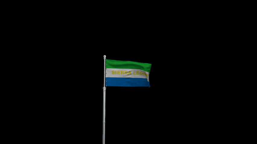 Sierra Leone flag flying background alpha