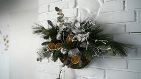 Christmas tree wreath with decorations on the wall - Powered by Shutterstock - Get 15% off with code: PIKWIZARD15