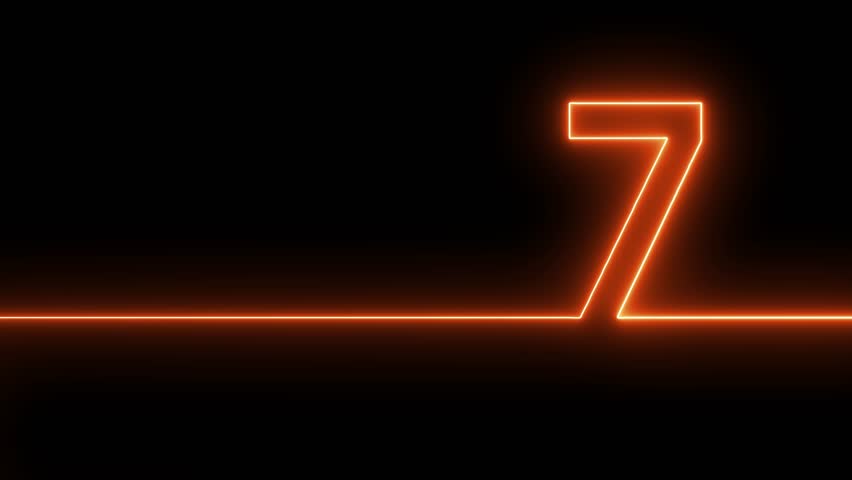 Neon digit seven with alpha channel, number Three . Animation Neon light blue color Number 7. Neon Glowing Symbol on Black Background. Royalty-Free Stock Footage #3436559235