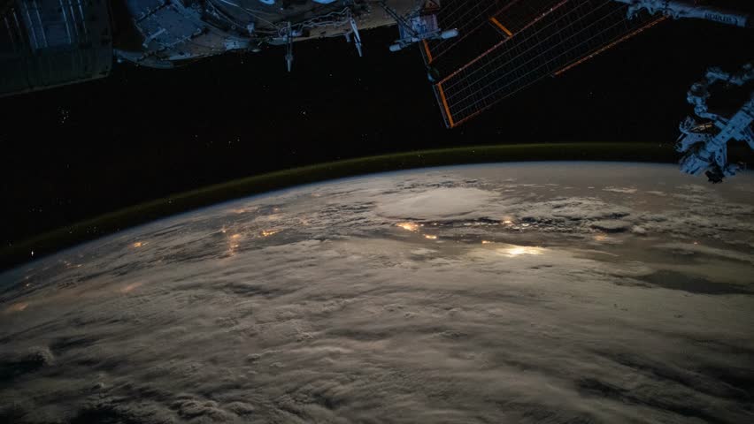 Nocturnal flight over southern Europe. As seen from the International Space Station. Elements of this image furnished by NASA.