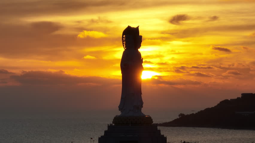 Buddhism Guanyin statue at seaside in nanshan temple, hainan island , China
