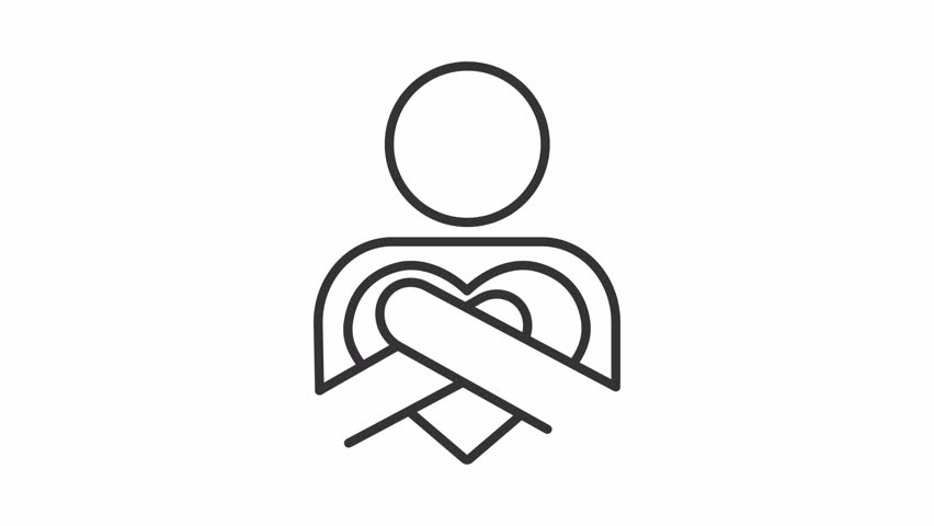 Self love line animation. Personal care animated icon. Mental support fulfillment. Emotional wellbeing. Black illustration on white background. HD video with alpha channel. Motion graphic