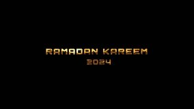Ramadan Kareem 2024 title elegant golden text wave animation video