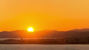 Sunset on the Mediterannean sea. Time lapse video.