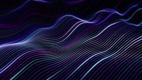 Flowing 3D digital sound waves or data analysis process. Abstract concept of big data, artificial intelligence (AI) and machine learning. Visualization of digital soundwaves equalizer 4K looped video - Powered by Shutterstock - Get 15% off with code: PIKWIZARD15
