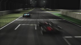 Two modern race cars racing on a speedway at night. Realistic 3d rendering - Powered by Shutterstock - Get 15% off with code: PIKWIZARD15
