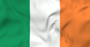 Waving flag of Ireland. 3d seamless animation in 4k resolution video.