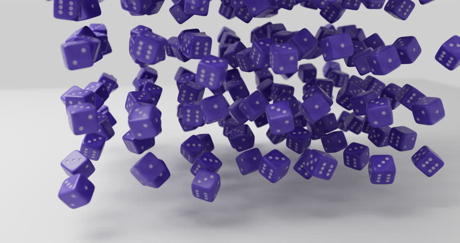 Dice tornado from the first person. Purple Dice luck funnel. The concept of a lottery, casino or slot machines based on the probability of a random event Royalty-Free Stock Footage #3436894979