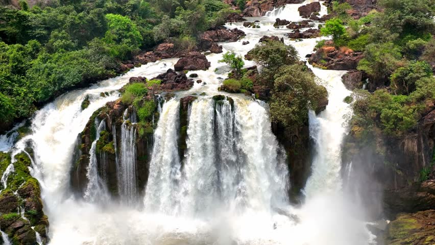 Aerials of the Binga Waterfalls, Binga, Angola, Africa