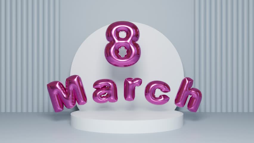 3D loop animation for the March 8th holiday. Text on March 8 from balloons in the studio. The letters are in smooth motion. Royalty-Free Stock Footage #3437016513
