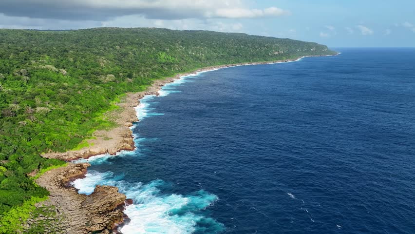 Aerial of the Blowholes on Christmas Island, Australian Territory, Indian Ocean, Asia