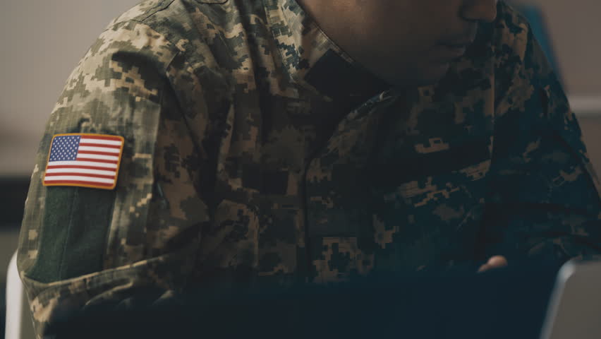 US army general working at military operation command center, national defense