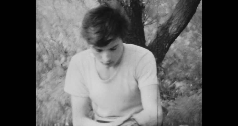 Tomsk, Russia - july 1970s: Turning into a zombie, the man