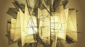 Beautiful abstract golg polygonal surface moving in animation. Bright Triangles Motion. Three Variations.