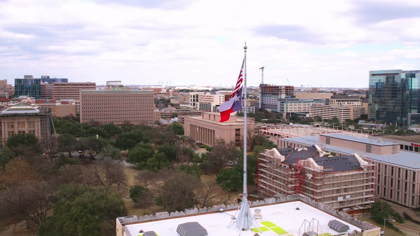 Texas State Capitol Building Flags Swift 4k 60fps