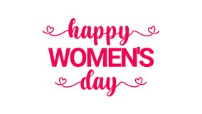 Happy Womens Day Animated Text in pink color. Great for international womens day celebrations Around the World. Women's Day concept video with alpha channel 