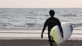 Surf board learning beach Thailand