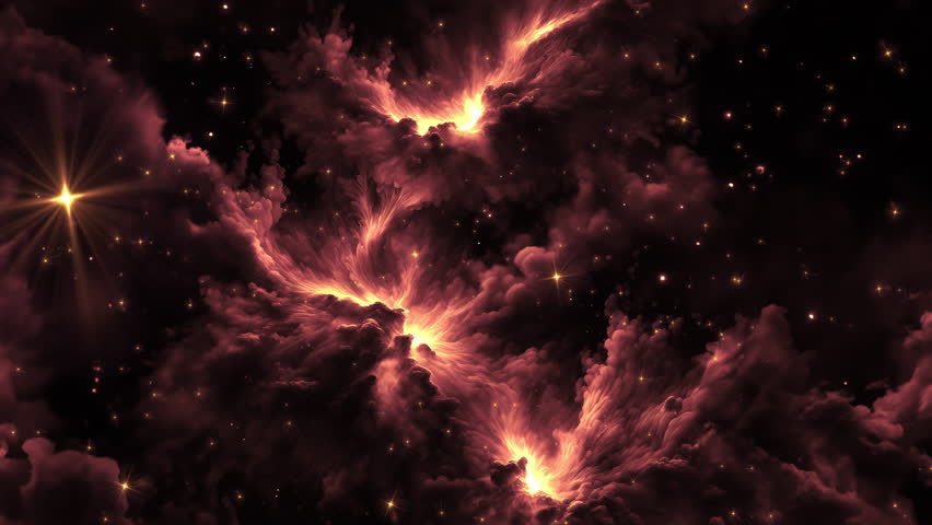 Galaxy space flight exploration nebula travel into Nebula cloud Galactic center milky way Nebula . 4K looping animation of flying through glowing nebulae, clouds and stars field. 