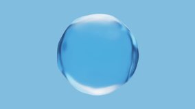 Realistic water bubble on blue backdrop. Abstract liquid distorted sphere. 3d render animation loopable - Powered by Shutterstock - Get 15% off with code: PIKWIZARD15