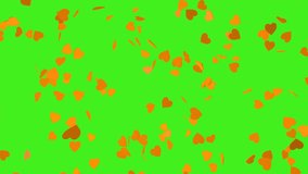 Explosion of orange hearts on green screen. Heart confetti. Festive effect for Valentine's Day. 3D animation - Powered by Shutterstock - Get 15% off with code: PIKWIZARD15
